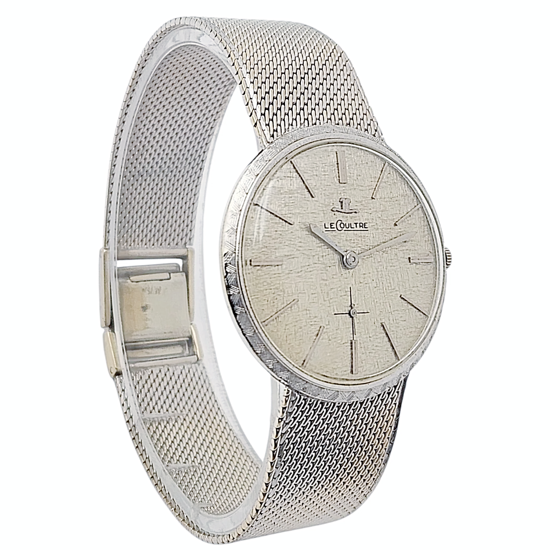 Unisex Le Coultre 33mm Vintage 18K White Gold Watch with Silver Dial. (Pre-Owned)