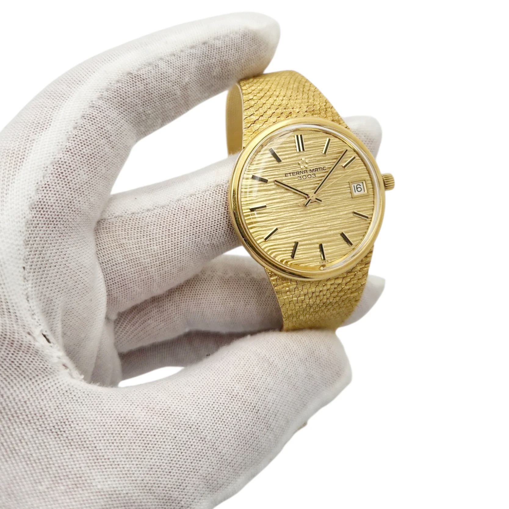 Unisex Eterna-Matic 3003 18K Yellow Gold 34mm Manual Wind Watch with Gold Dial. (Pre-Owned)