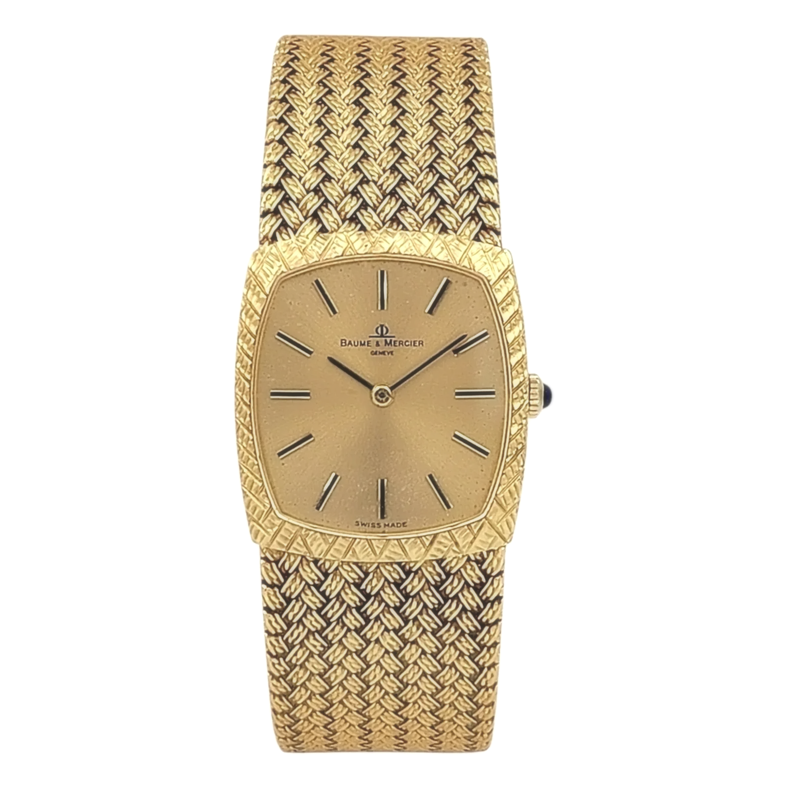 Ladies Baume & Mercier Vintage 18K Yellow Gold Automatic Watch with Gold Dial and Fixed Bezel. (Pre-Owned)