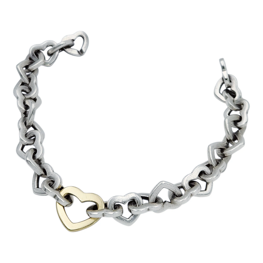 Tiffany & Co. Two Tone Heart link 7" Bracelet. (Pre-Owned)