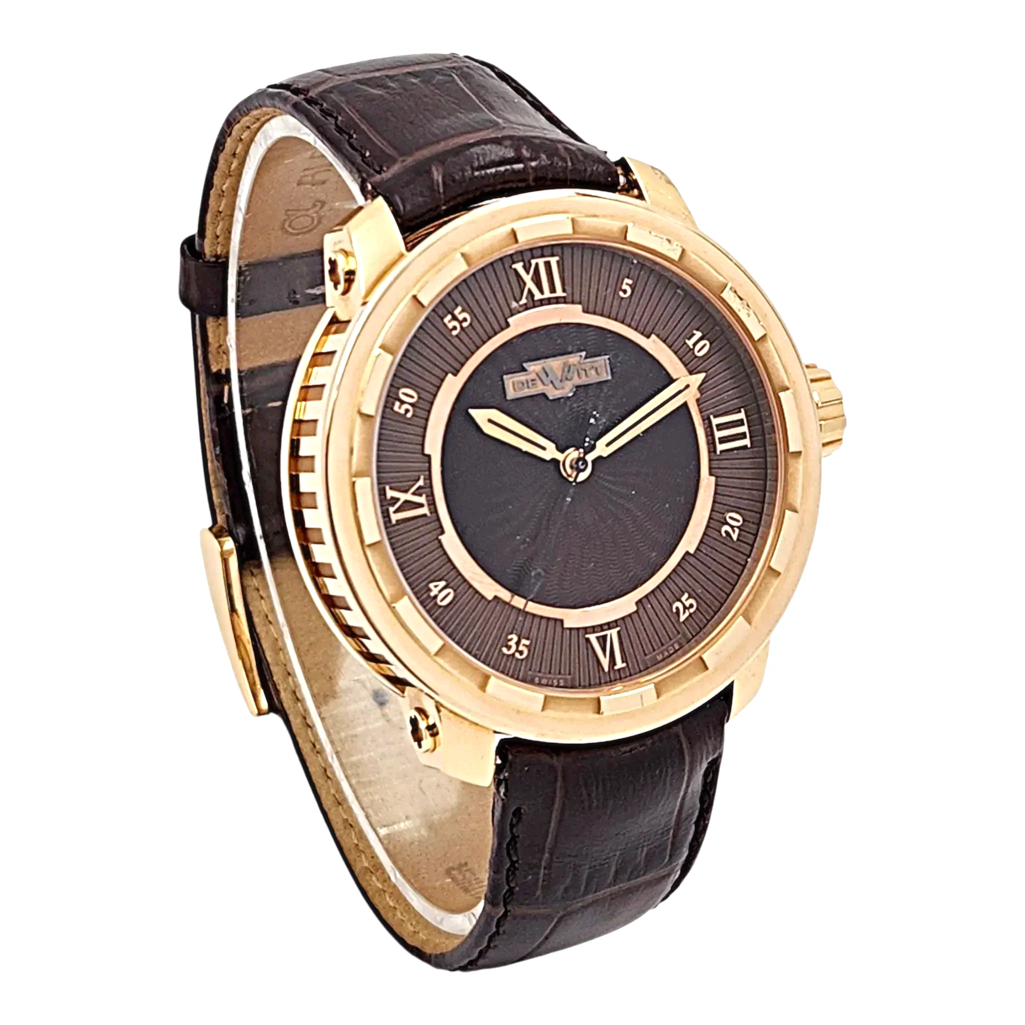 Men's DeWitt 43mm Twenty 8 Eight Tourbillon Automatic 18K Rose Gold Watch with Chocolate Dial and Brown Leather Strap. (Pre-Owned T8.AU.003)