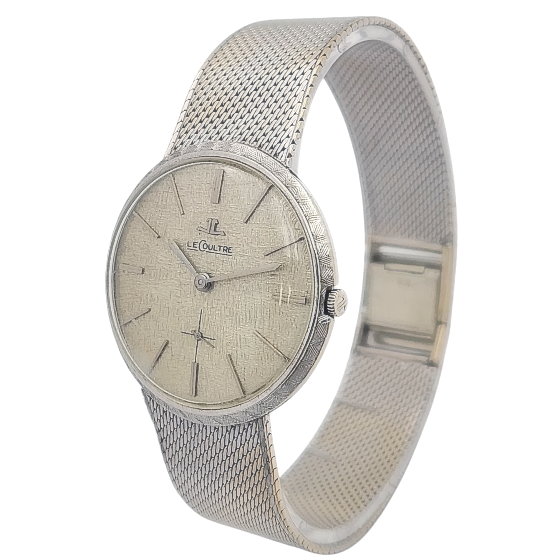 Unisex Le Coultre 33mm Vintage 18K White Gold Watch with Silver Dial. (Pre-Owned)