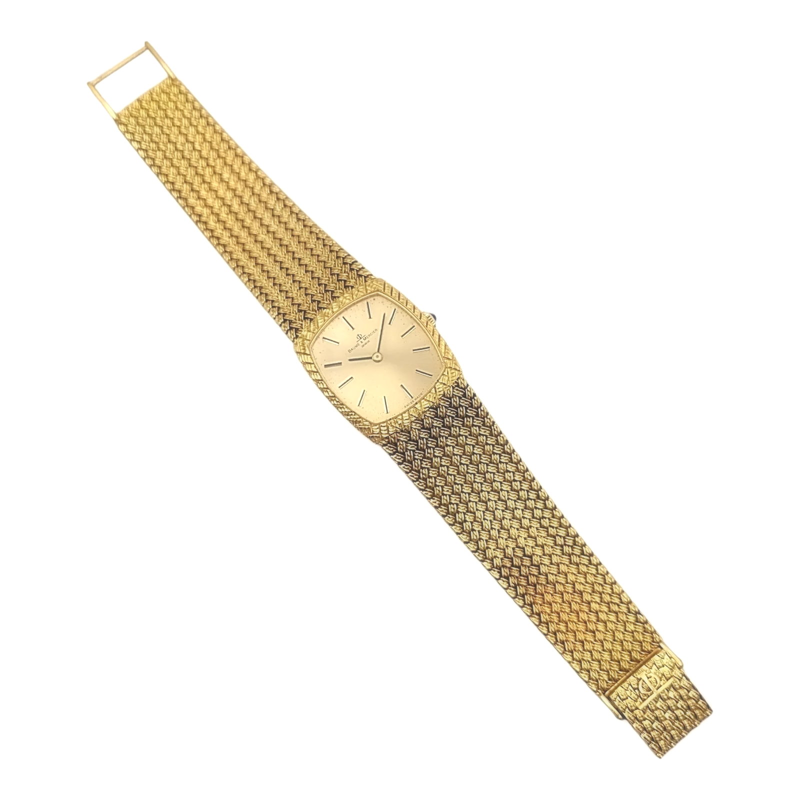Ladies Baume & Mercier Vintage 18K Yellow Gold Automatic Watch with Gold Dial and Fixed Bezel. (Pre-Owned)