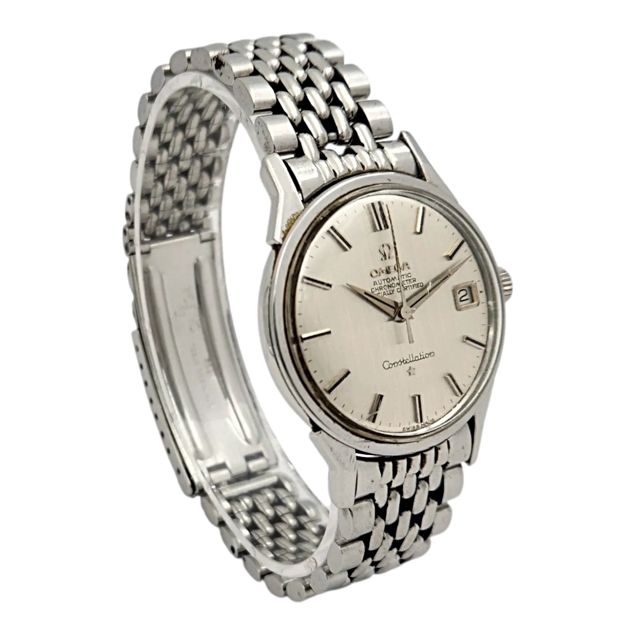 1960's Men's Omega Constellation 34mm Automatic Vintage Stainless Steel Watch with Silver Dial. (Pre-Owned)