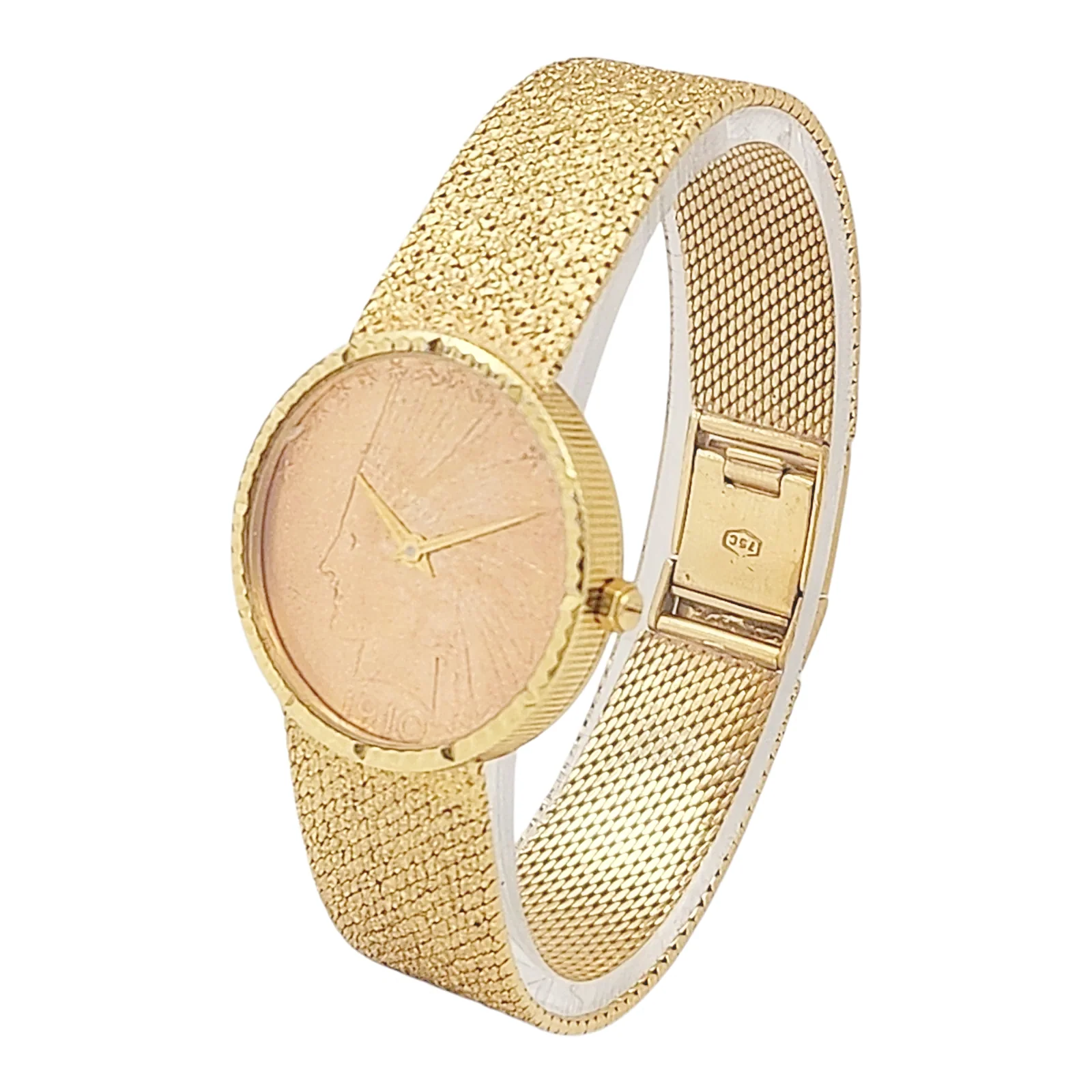 1910 Ladies Geneve 28mm Indian Eagle 22K Gold $10 Dollar Coin Watch with 18K Yellow Gold Bracelet. (Pre-Owned)