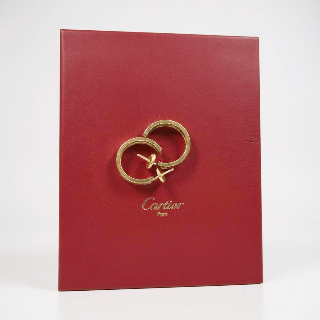 Ladies Cartier 5mm x 20mm Love Hoop Earrings in 18K Yellow Gold - Includes Cartier Certificate. (Pre-Owned)