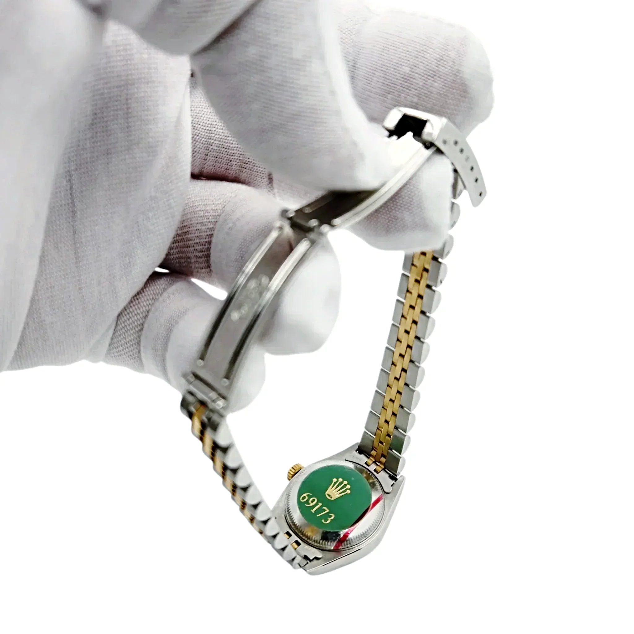 Ladies Rolex 26mm Datejust Two Tone 18K Yellow Gold / Stainless Steel Watch with Blue Dial and Fluted Bezel. (UNWORN 69173)