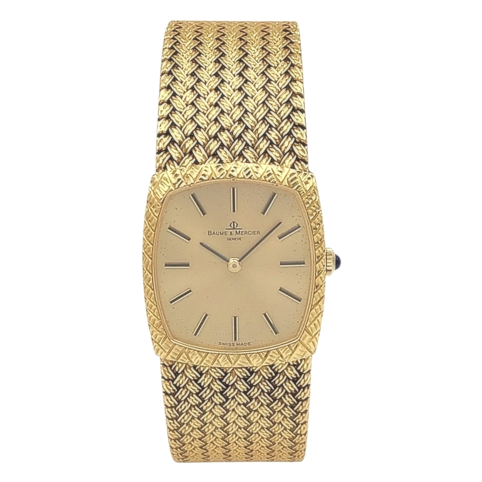 Ladies Baume & Mercier Vintage 18K Yellow Gold Automatic Watch with Gold Dial and Fixed Bezel. (Pre-Owned)