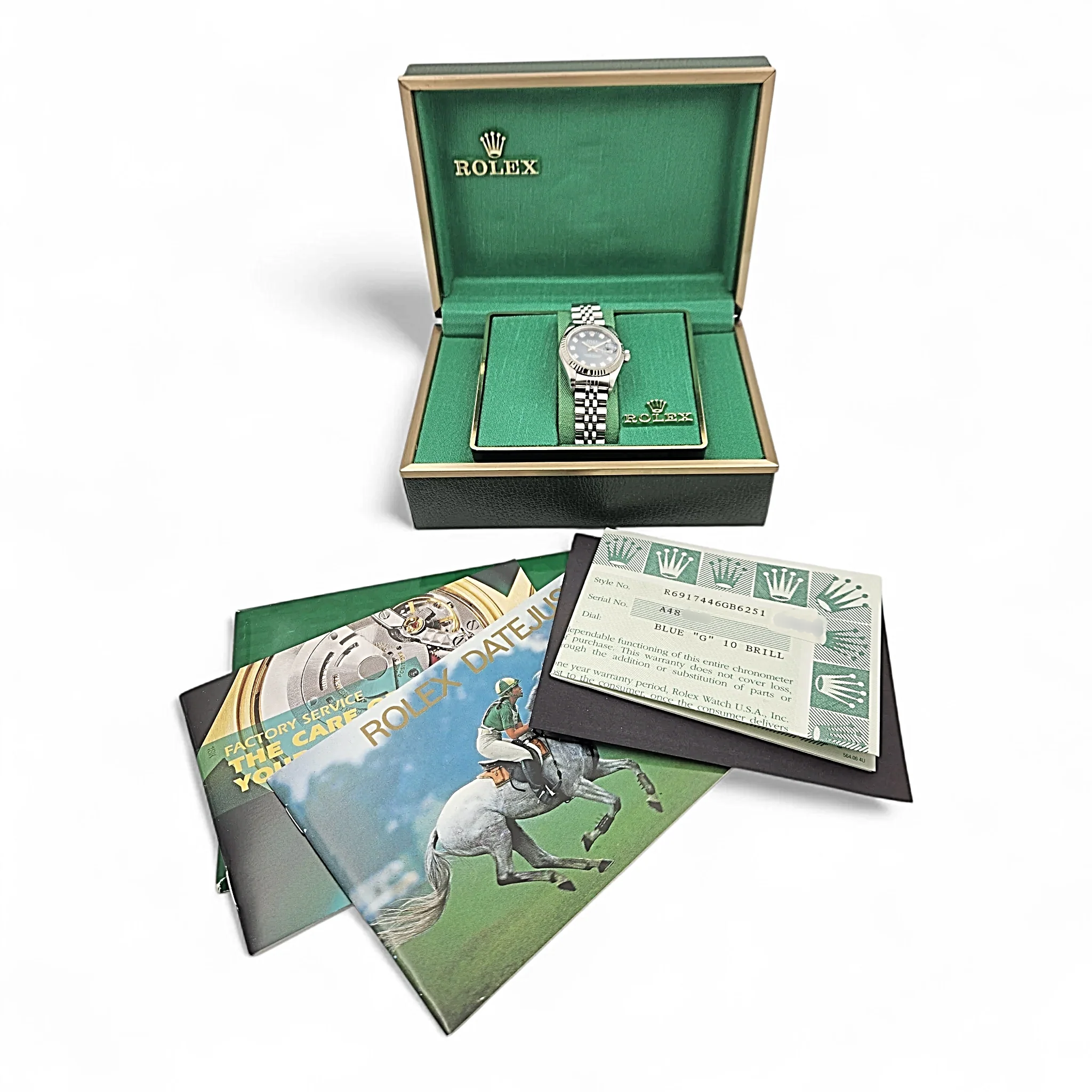 2000 Ladies Rolex 26mm DateJust Stainless Steel Watch with Blue Diamond Dial and Fluted Bezel. (Pre-Owned 69174)