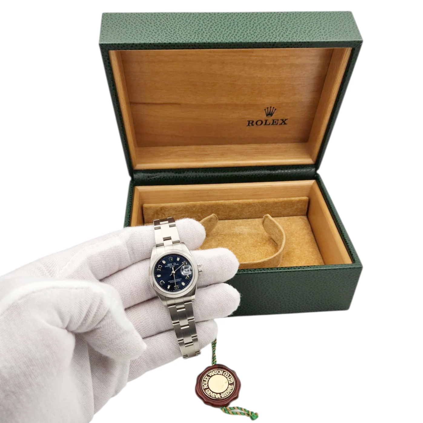 *Ladies Rolex 26mm DateJust Stainless Steel Watch with Midnight Blue Dial and Smooth Bezel. (Pre-Owned)