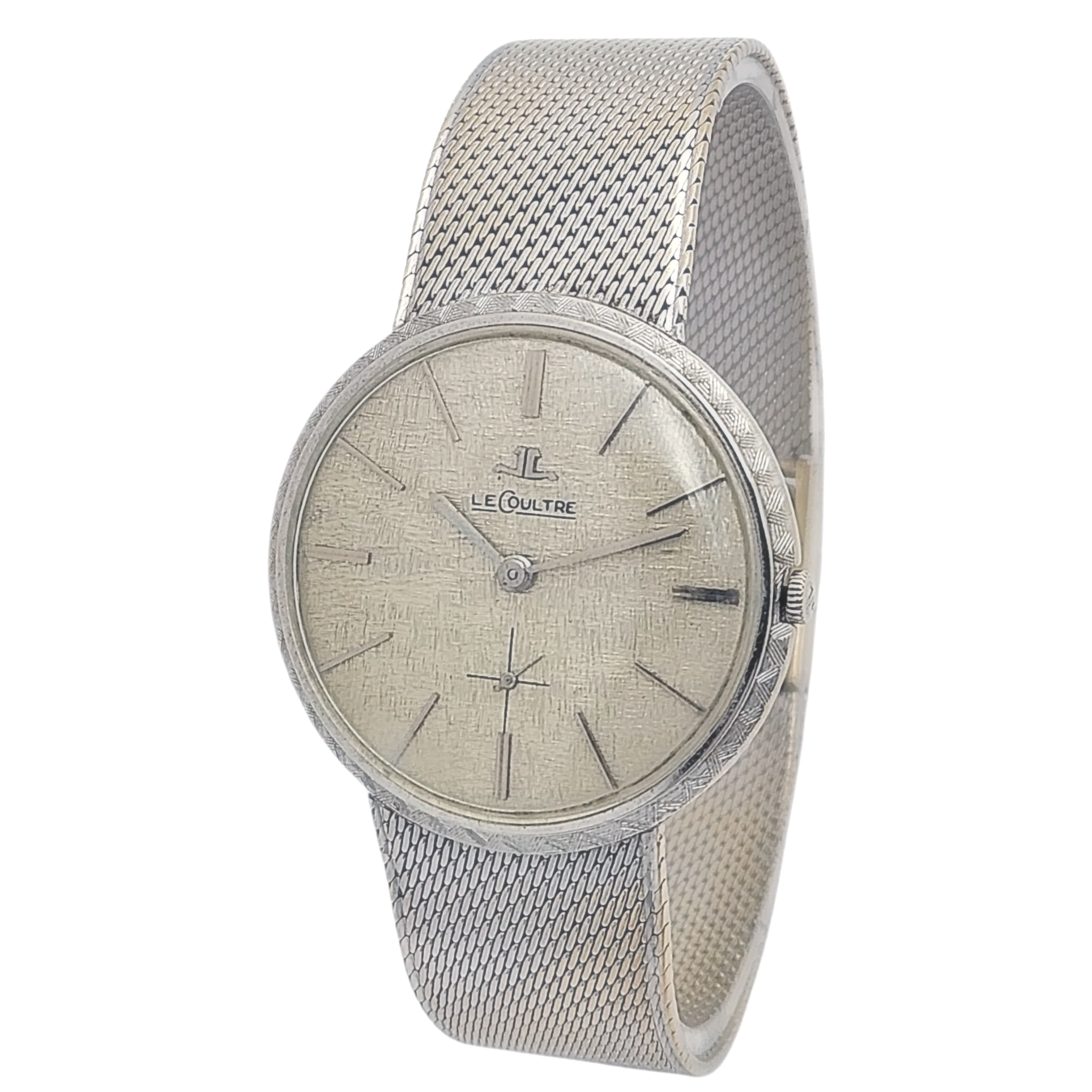 Unisex Le Coultre 33mm Vintage 18K White Gold Watch with Silver Dial. (Pre-Owned)