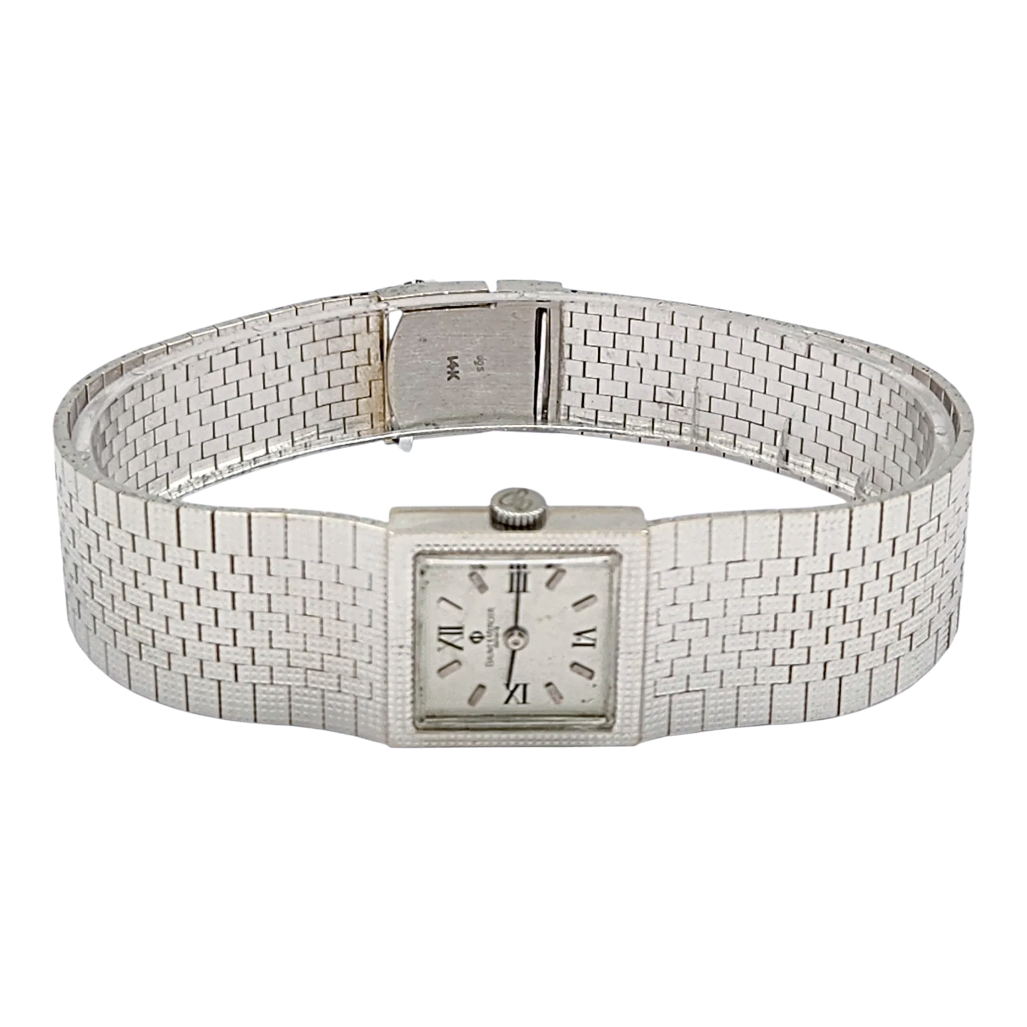 Ladies Baume & Mercier 22mm Vintage 14K White Gold Watch with Silver Dial. (Pre-Owned)