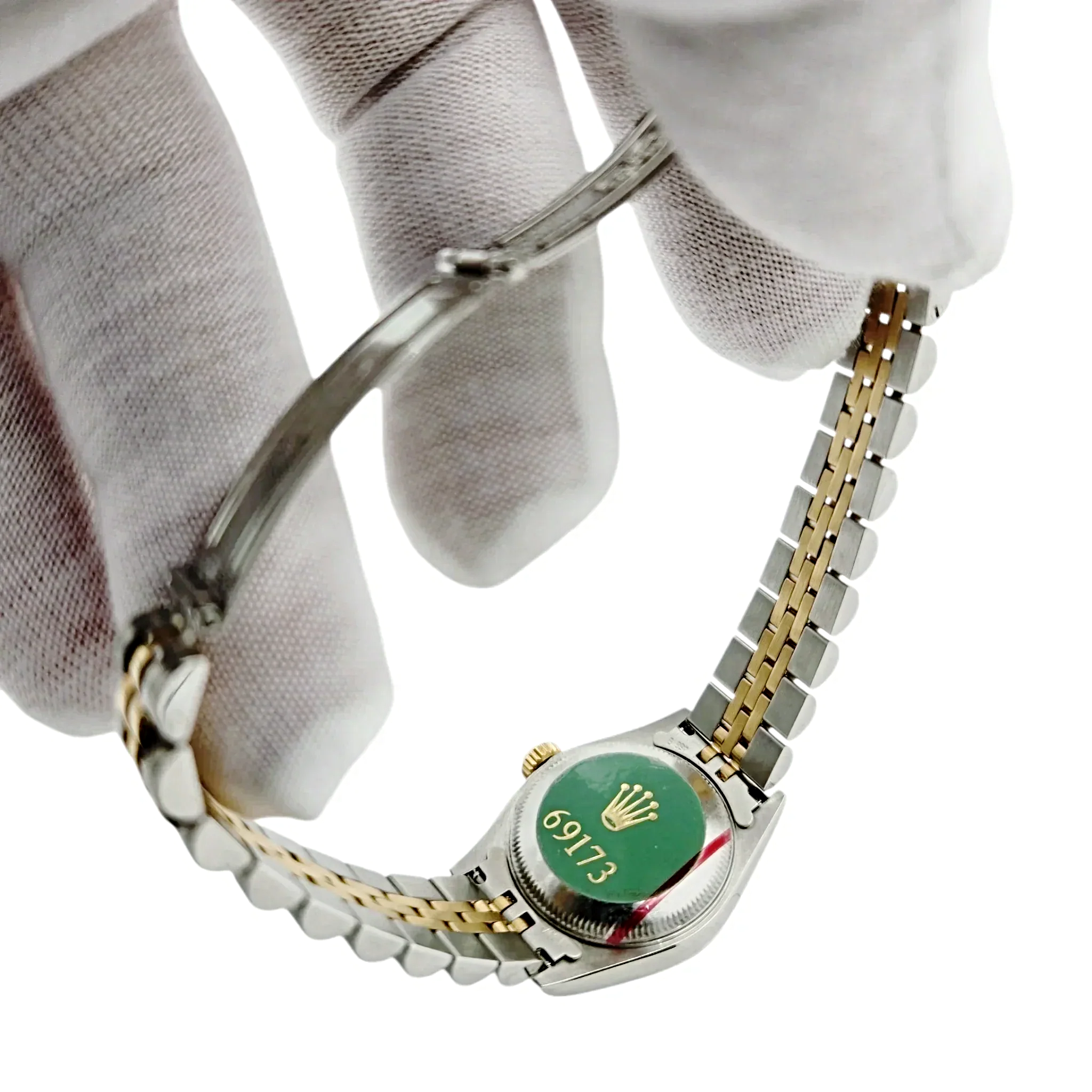 Ladies Rolex 26mm Datejust Two Tone 18K Yellow Gold / Stainless Steel Watch with Blue Dial and Fluted Bezel. (UNWORN 69173)