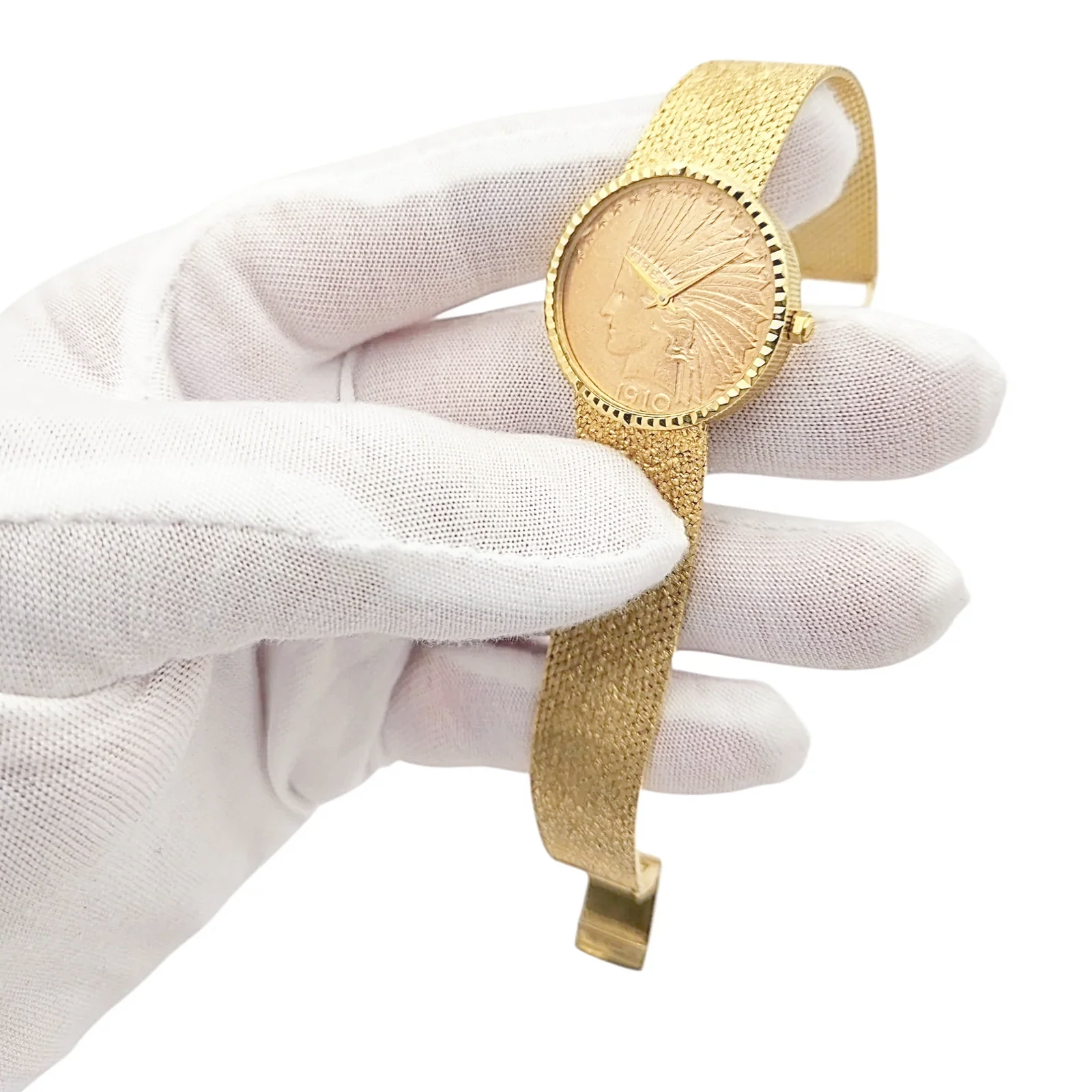 1910 Ladies Geneve 28mm Indian Eagle 22K Gold $10 Dollar Coin Watch with 18K Yellow Gold Bracelet. (Pre-Owned)