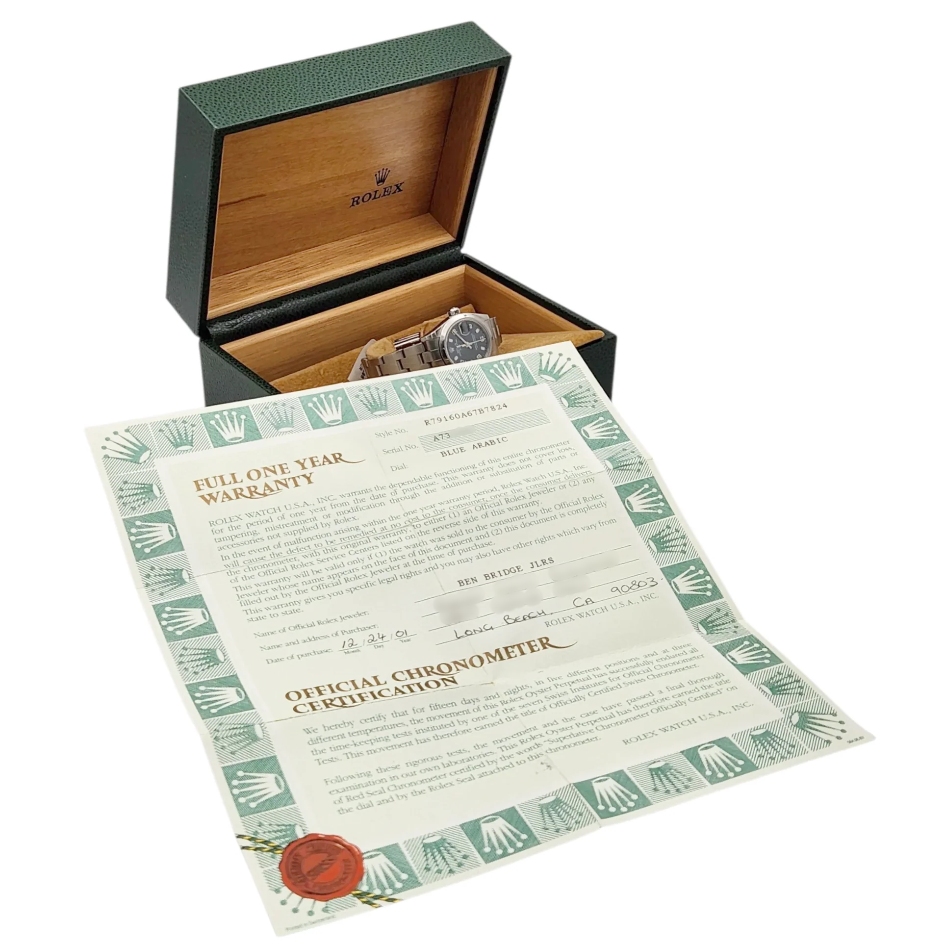 *Ladies Rolex 26mm DateJust Stainless Steel Watch with Midnight Blue Dial and Smooth Bezel. (Pre-Owned)