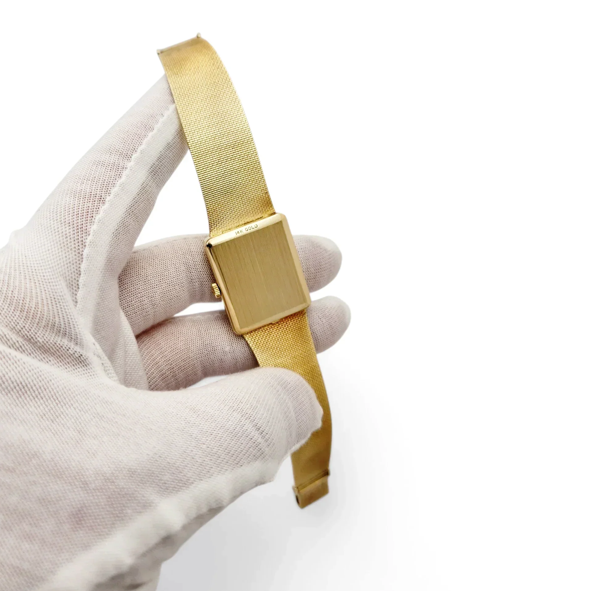 Unisex Omega Vintage 14K Yellow Gold Watch with Diamond Blue Texture and Dial. (Pre-Owned)