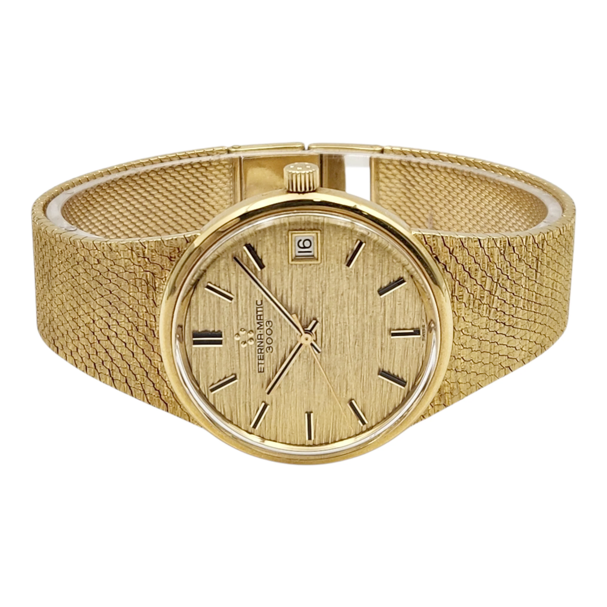 Unisex Eterna-Matic 3003 18K Yellow Gold 34mm Manual Wind Watch with Gold Dial. (Pre-Owned)