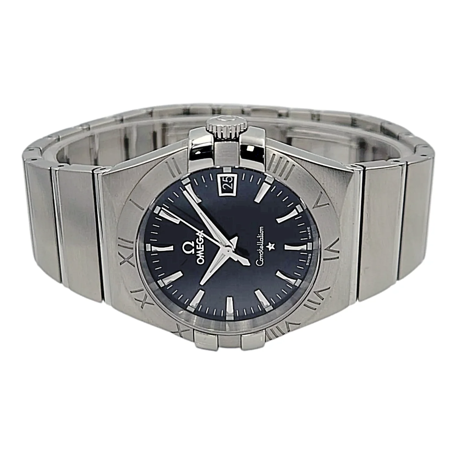 Men's Omega 36mm Constellation Stainless Steel Watch with Black Dial and Fixed Roman Numeral Bezel. (Pre-Owned)