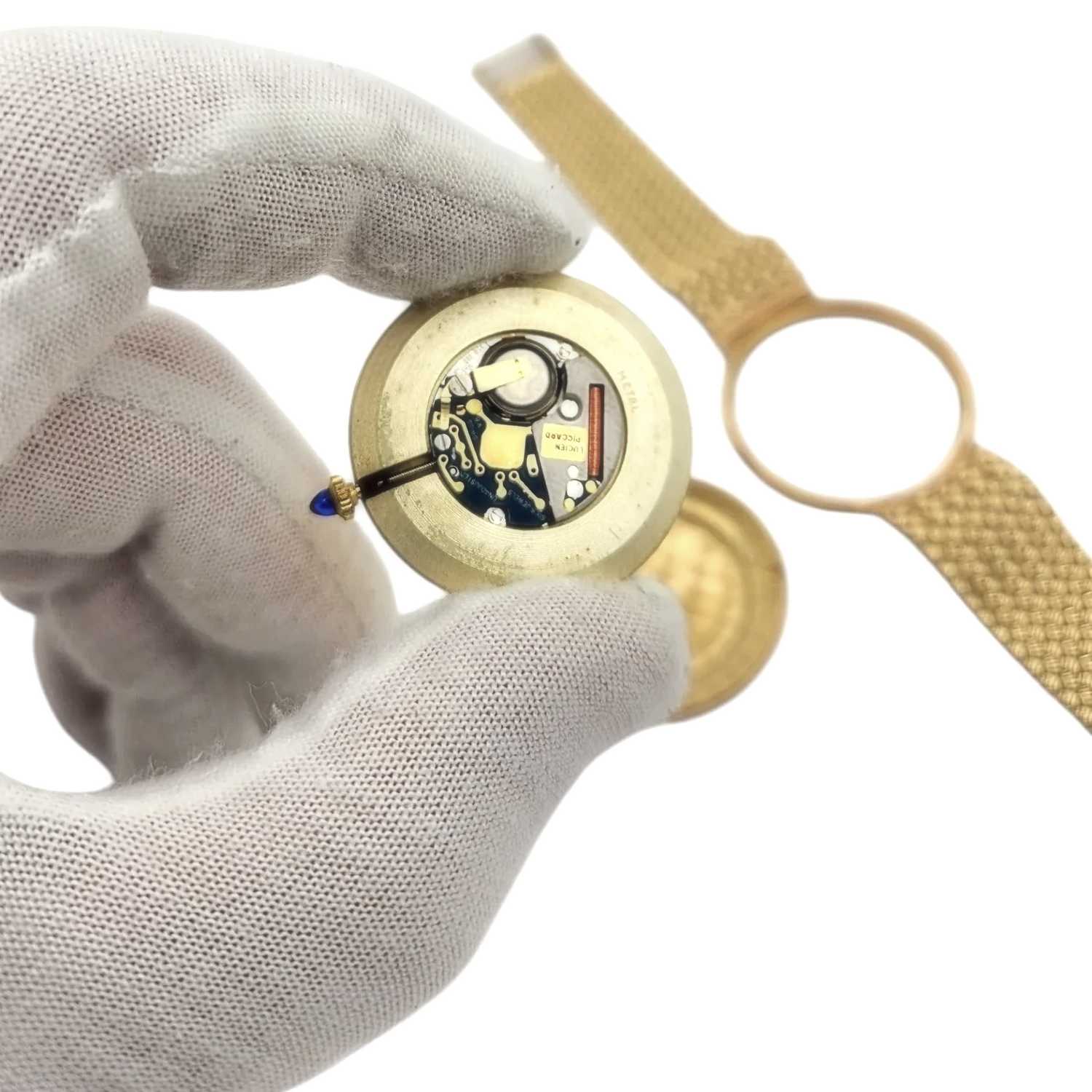 Unisex Lucien Piccard 33mm Liberty 18K Yellow Gold Coin Watch with Mesh Gold Band. (Pre-Owned)