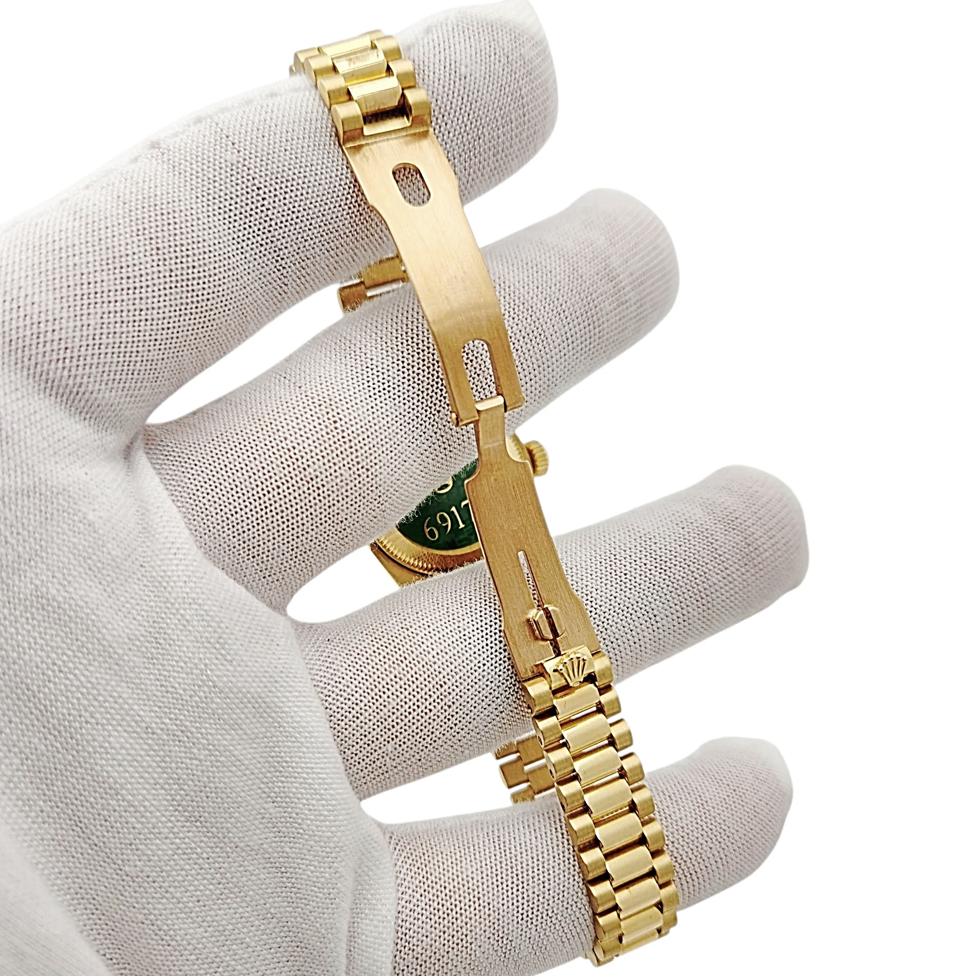 Ladies Rolex 26mm Presidential 18K Solid Yellow Gold Watch with Champagne Dial and Fluted Bezel. (UNWORN 69178)