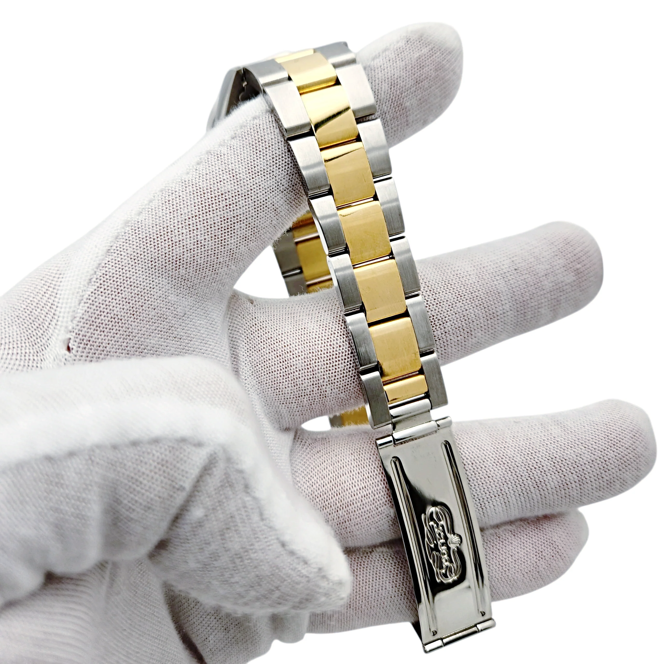 1994 Men's Rolex 36mm Oyster Perpetual Two Tone 18K Yellow Gold / Stainless Steel Watch with Blue Diamond Dial and Diamond Bezel. (Pre-Owned 14233)