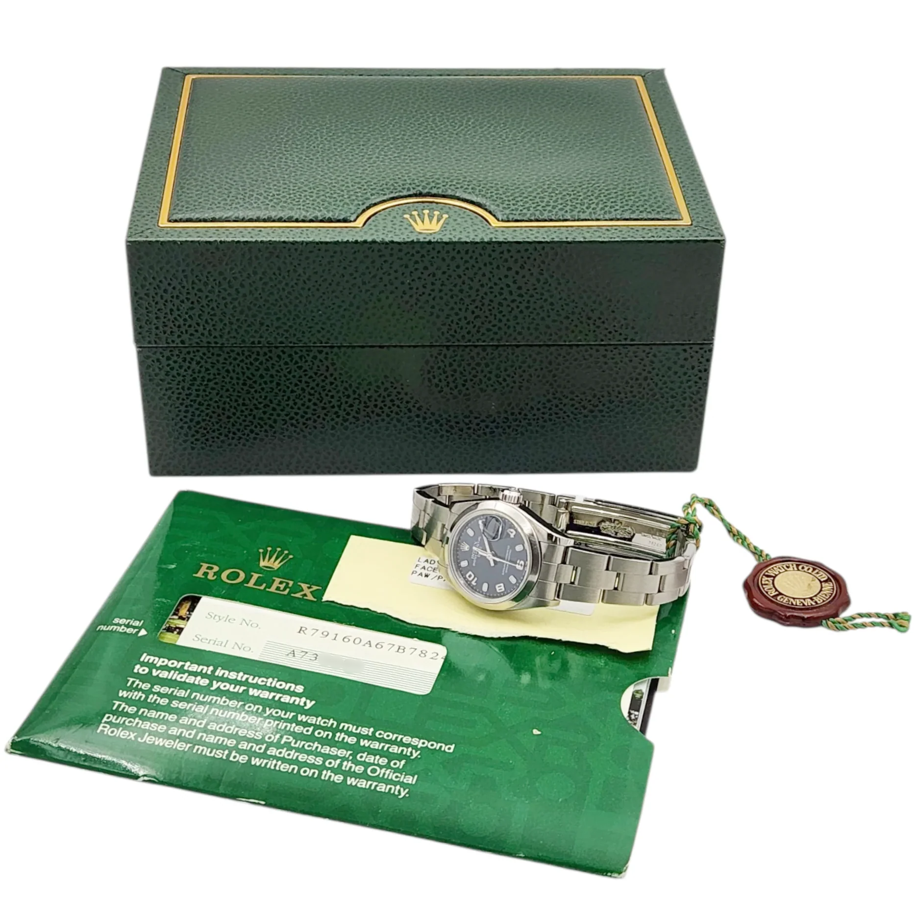 *Ladies Rolex 26mm DateJust Stainless Steel Watch with Midnight Blue Dial and Smooth Bezel. (Pre-Owned)