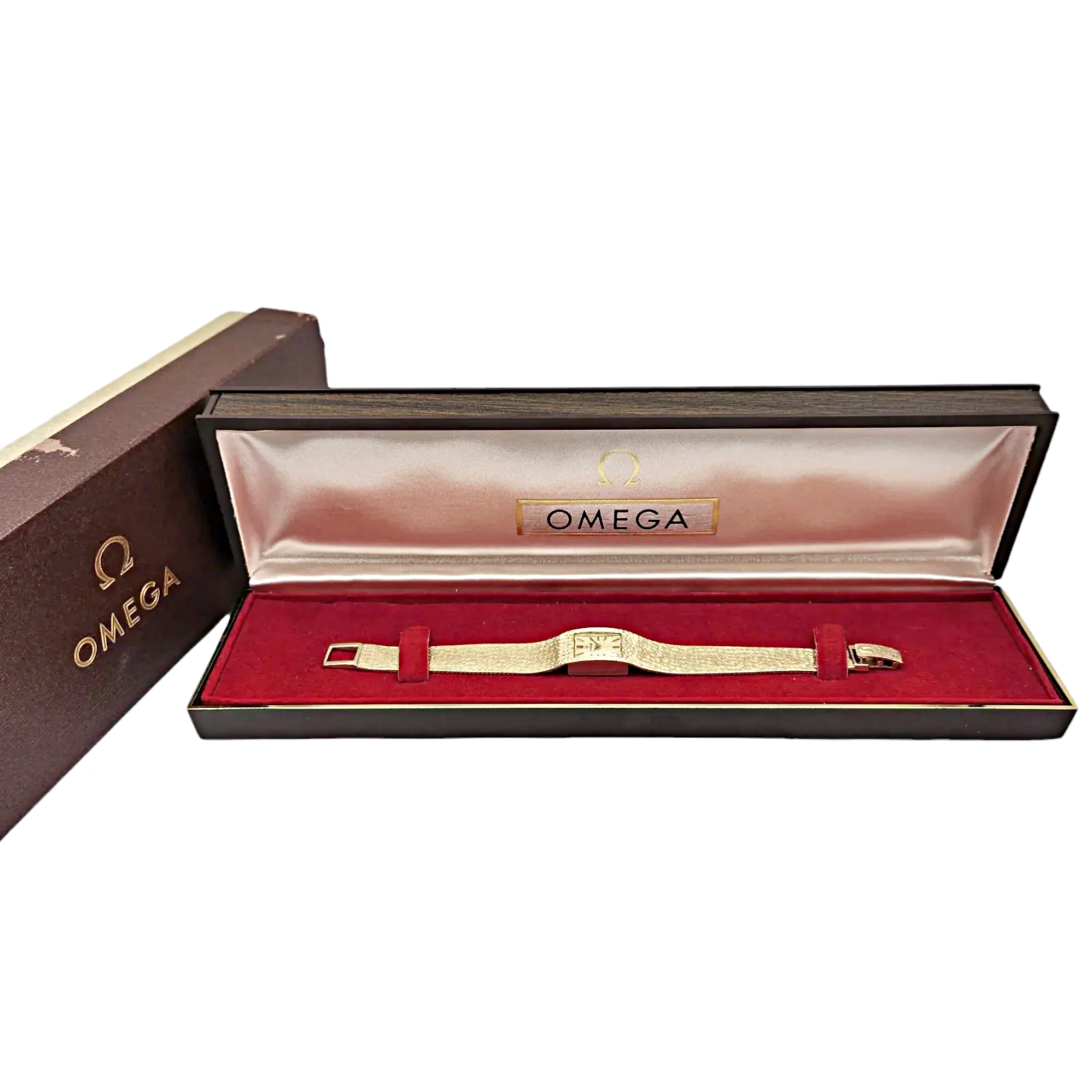 Ladies Omega Petit Vintage 14K Yellow Gold Automatic Watch with Mesh Band and Gold Dial. (Pre-Owned)