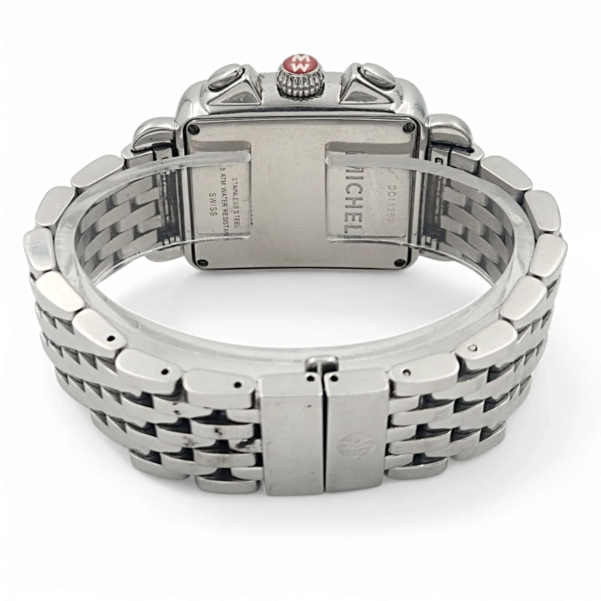 Ladies Michele Deco 33mm Stainless Steel Watch with Mother of Pearl Chronograph Dial. (Pre-Owned)