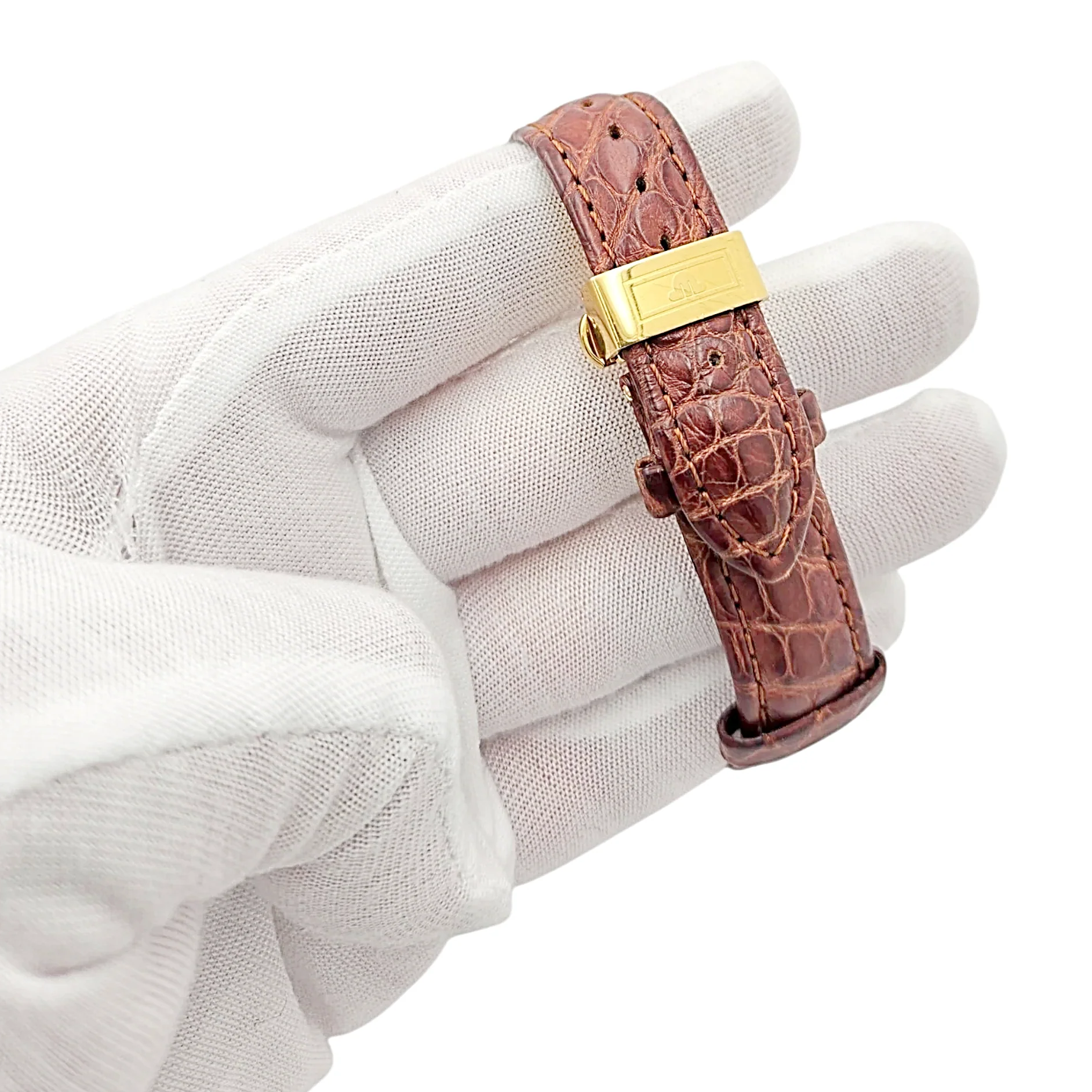 Men's Maurice Lacroix 34mm Vintage 18K Yellow Gold Case Watch with Brown Leather and White Dial. (Pre-Owned 2106)