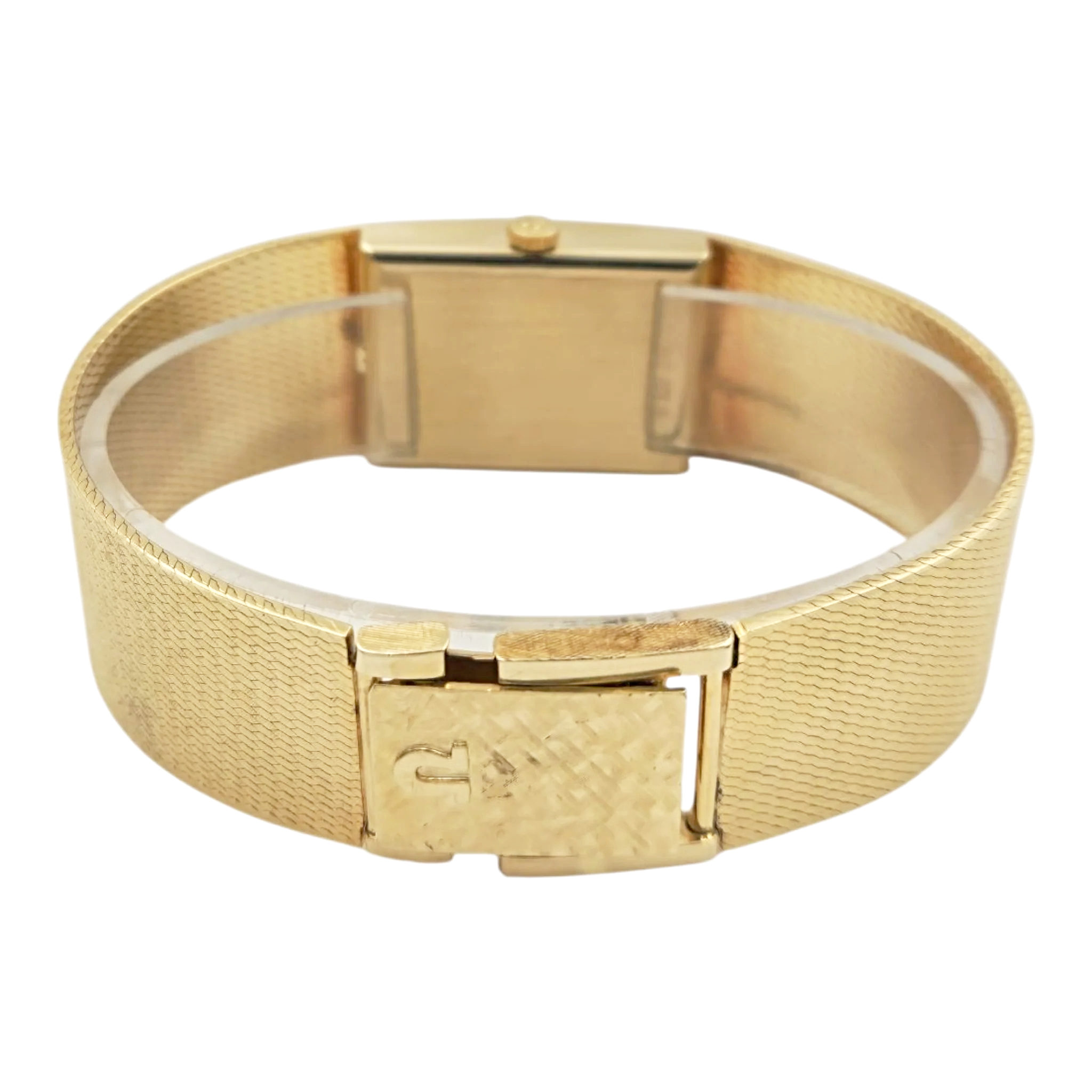 Unisex Omega Vintage 14K Yellow Gold Watch with Mesh Band and Gold Dial. (Pre-Owned)