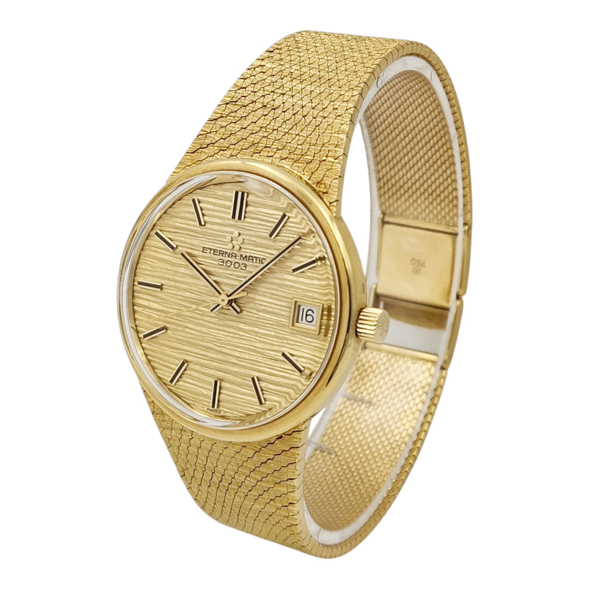 Unisex Eterna-Matic 3003 18K Yellow Gold 34mm Manual Wind Watch with Gold Dial. (Pre-Owned)
