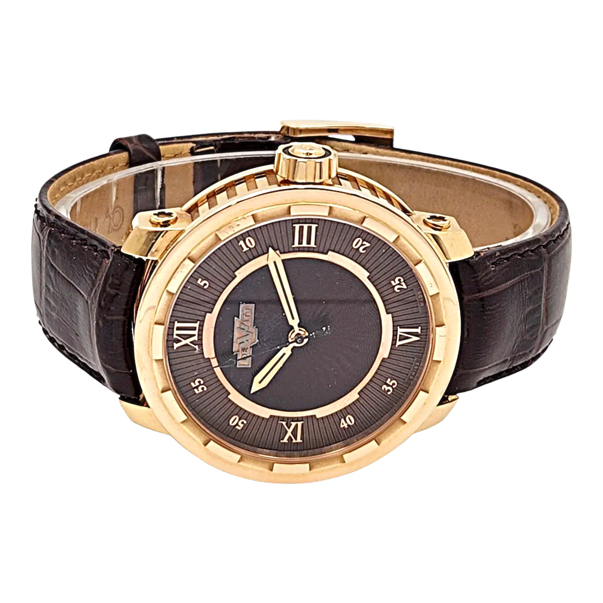Men's DeWitt 43mm Twenty 8 Eight Tourbillon Automatic 18K Rose Gold Watch with Chocolate Dial and Brown Leather Strap. (Pre-Owned T8.AU.003)