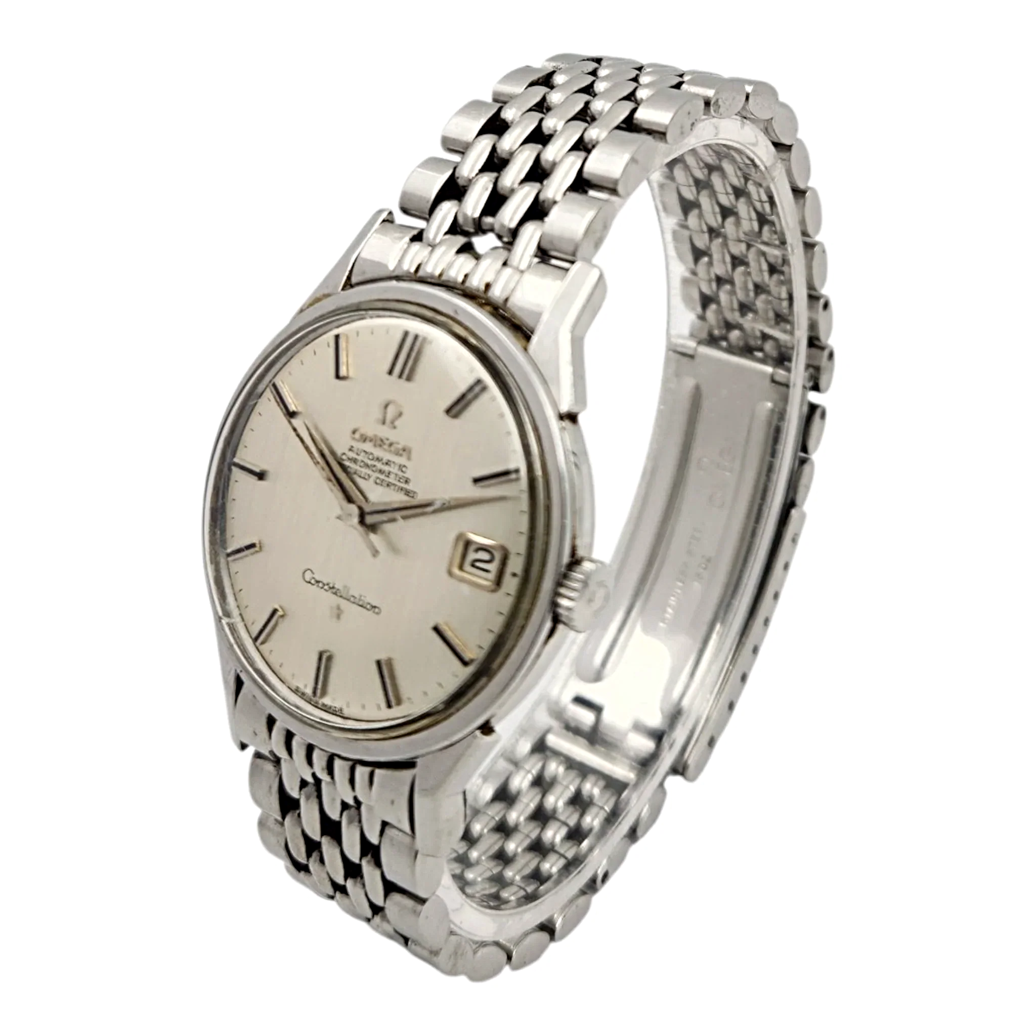 1960's Men's Omega Constellation 34mm Automatic Vintage Stainless Steel Watch with Silver Dial. (Pre-Owned)