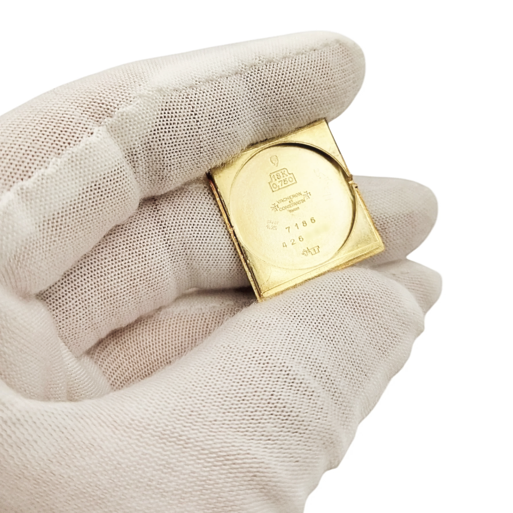 1970's Vacheron & Constantin Vintage Solid 18K Gold Watch with Basket-Weave Gold Dial and Bracelet. (Pre-Owned 7186)