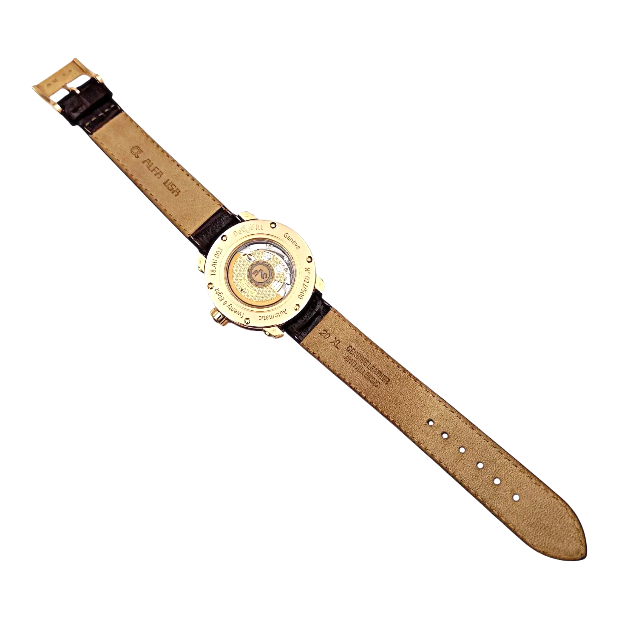 Men's DeWitt 43mm Twenty 8 Eight Tourbillon Automatic 18K Rose Gold Watch with Chocolate Dial and Brown Leather Strap. (Pre-Owned T8.AU.003)