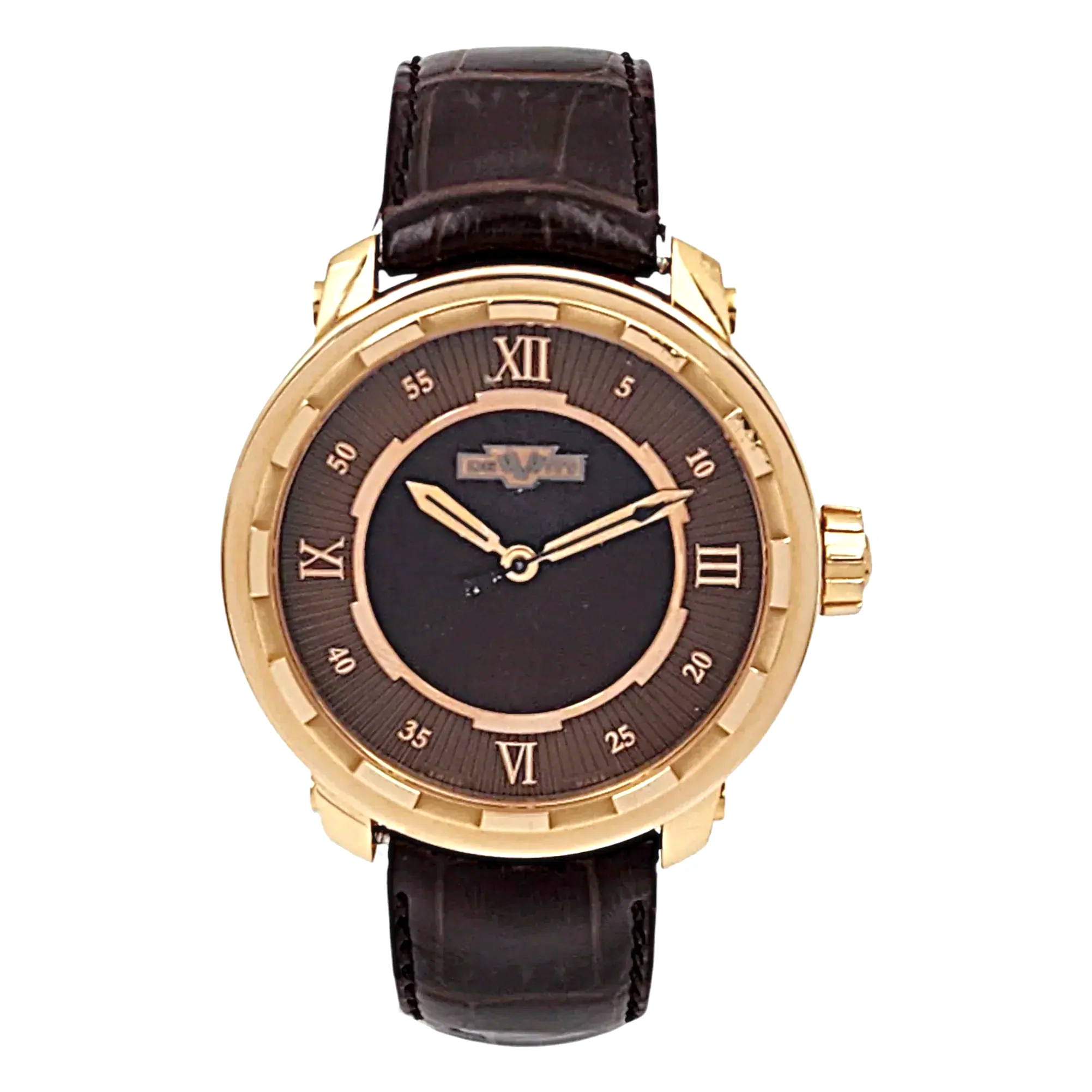 Men's DeWitt 43mm Twenty 8 Eight Tourbillon Automatic 18K Rose Gold Watch with Chocolate Dial and Brown Leather Strap. (Pre-Owned T8.AU.003)