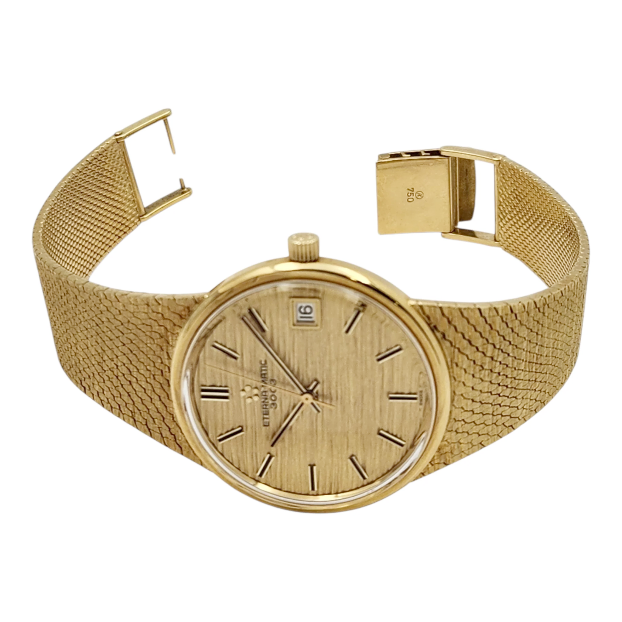 Unisex Eterna-Matic 3003 18K Yellow Gold 34mm Manual Wind Watch with Gold Dial. (Pre-Owned)
