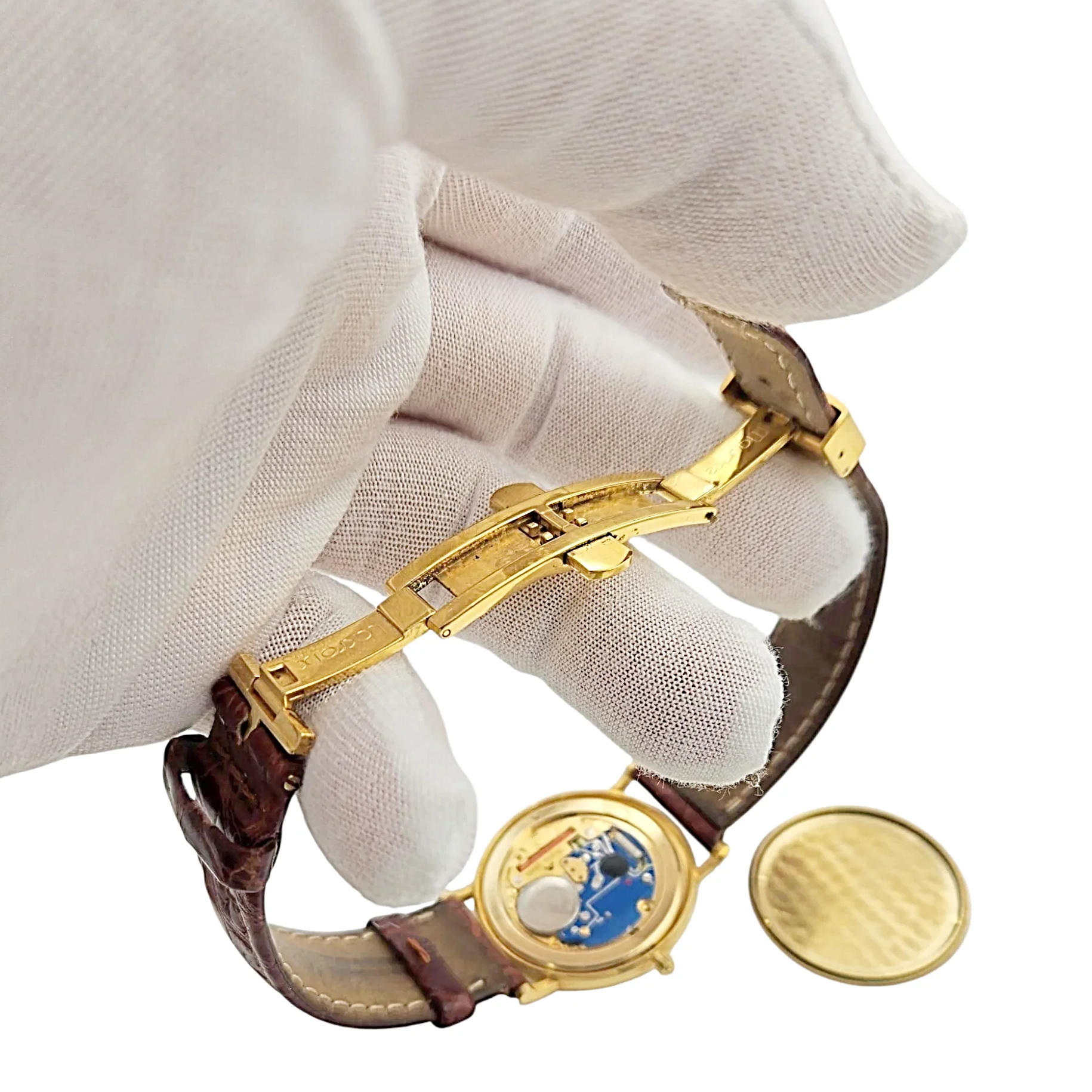 Men's Maurice Lacroix 34mm Vintage 18K Yellow Gold Case Watch with Brown Leather and White Dial. (Pre-Owned 2106)