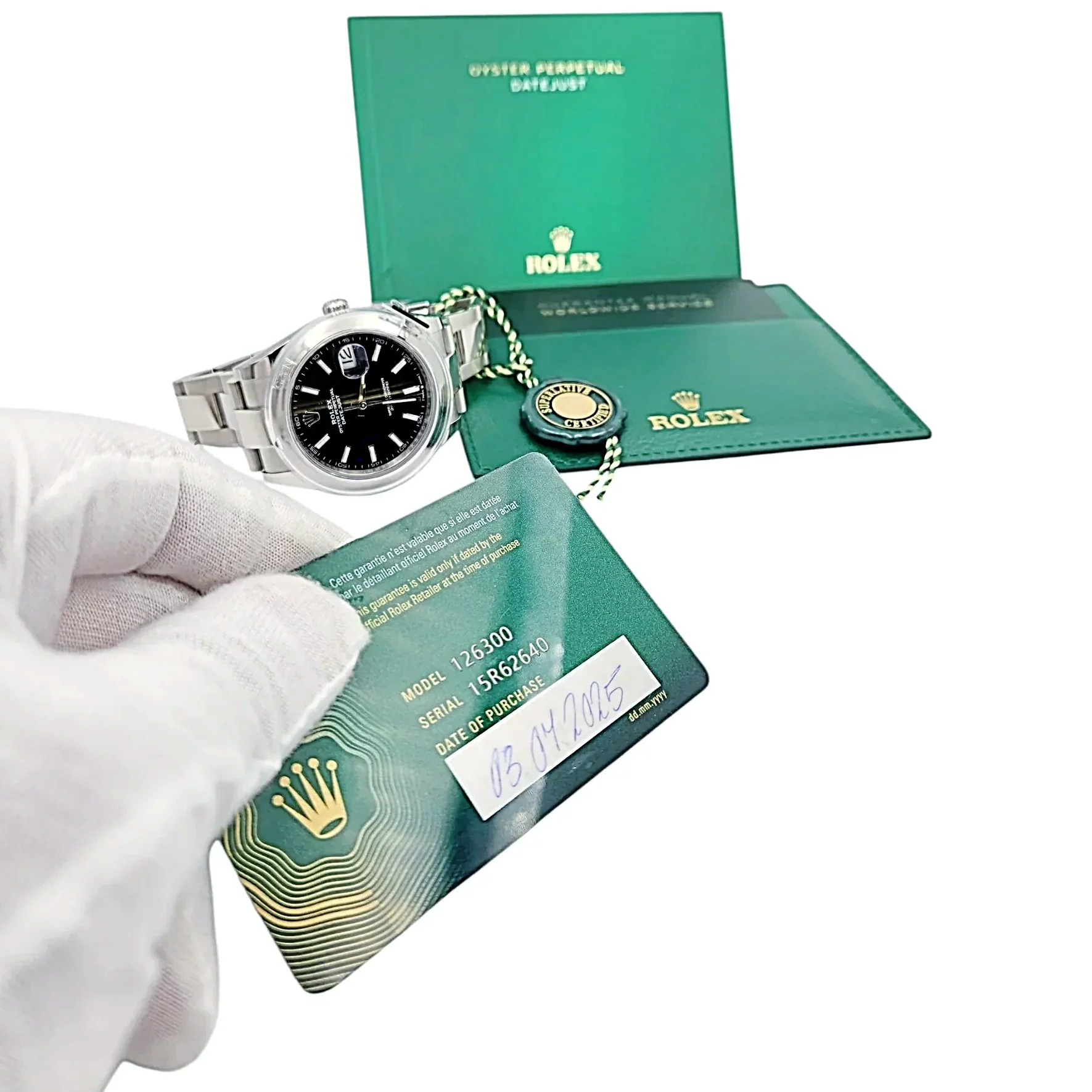 2025 Men's Rolex 41mm DateJust Stainless Steel Watch with Black Dial and Smooth Bezel. (UNWORN 126300)