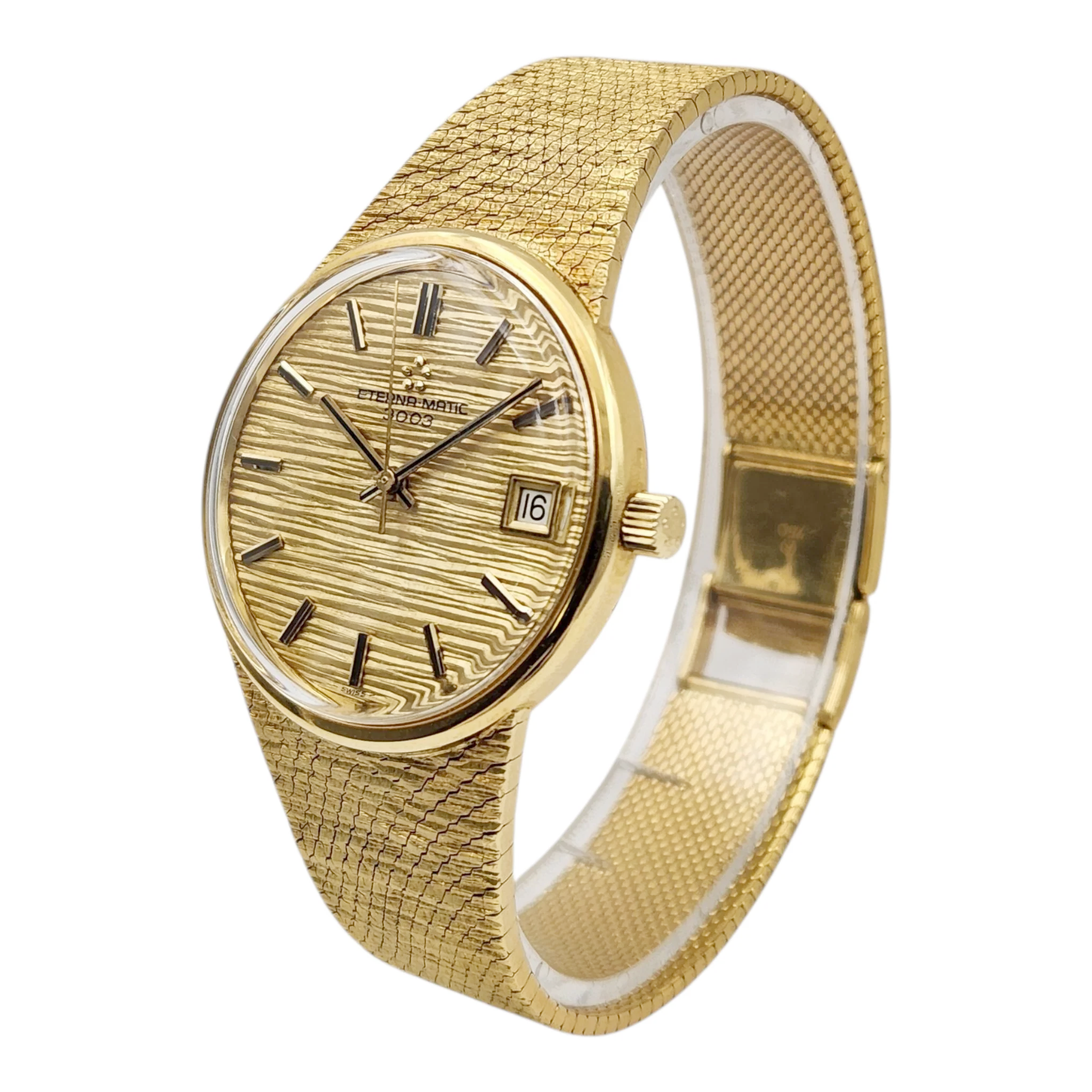 Unisex Eterna-Matic 3003 18K Yellow Gold 34mm Manual Wind Watch with Gold Dial. (Pre-Owned)