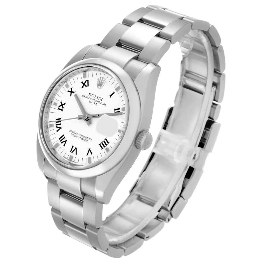 2017 Men's Rolex 34mm Date Stainless Steel Watch with Roman Numeral White Dial and Smooth Bezel. (Pre-Owned 115200)