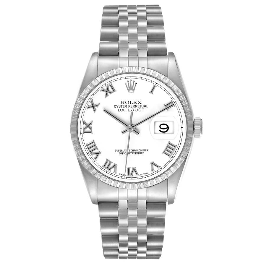 1991 Men's Rolex 36mm DateJust Oyster Perpetual Stainless Steel Watch with White Dial and Fluted Bezel. (Pre-Owned 16220)