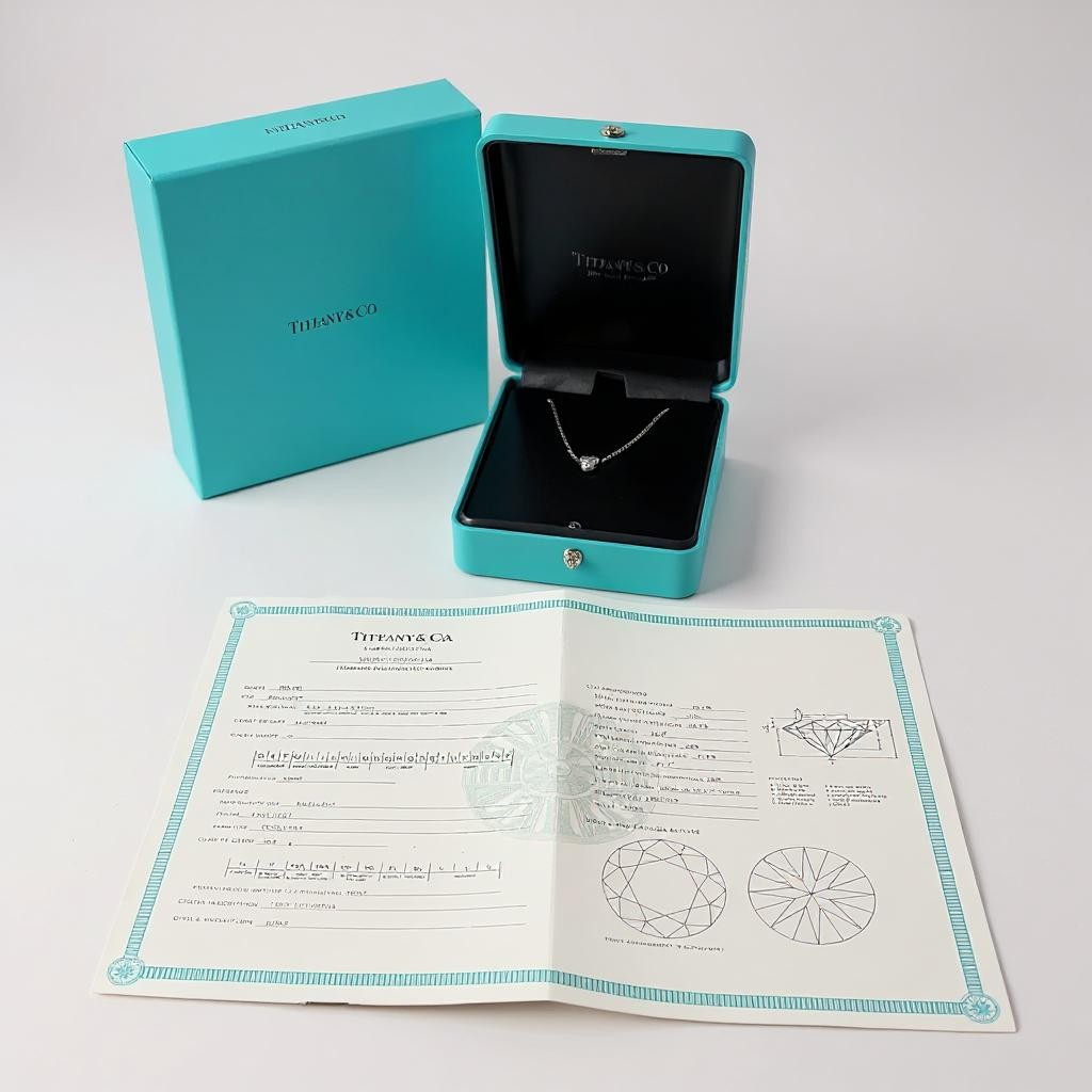 Tiffany & Co. 0.91 Carat Round VS1 / H Diamond Pendant with Platinum 16" Solitaire Necklace. (Pre-Owned)