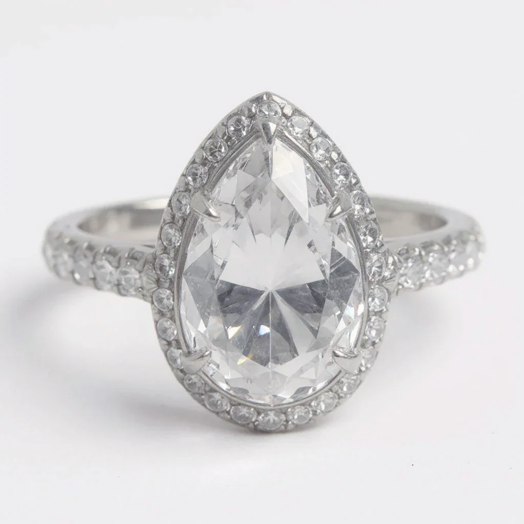 Tiffany & Co. Cathedral Setting Platinum Pear Shape Halo 1.57 Carat Diamond D Color, IF Infinity Flawless Clarity Engagement Ring