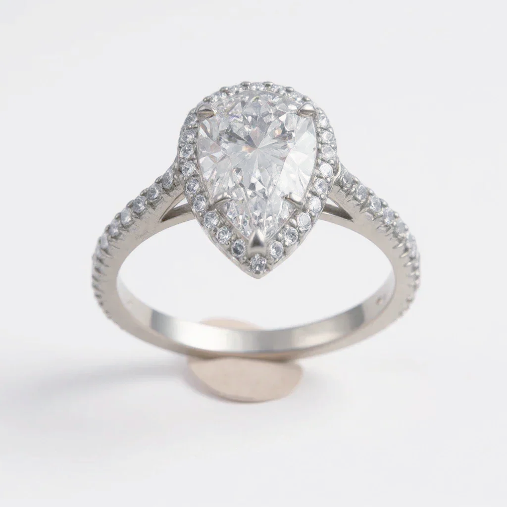 Tiffany & Co. Cathedral Setting Platinum Pear Shape Halo 1.57 Carat Diamond D Color, IF Infinity Flawless Clarity Engagement Ring