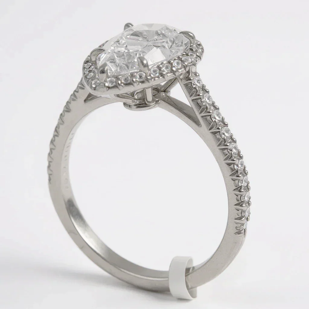 Tiffany & Co. Cathedral Setting Platinum Pear Shape Halo 1.57 Carat Diamond D Color, IF Infinity Flawless Clarity Engagement Ring