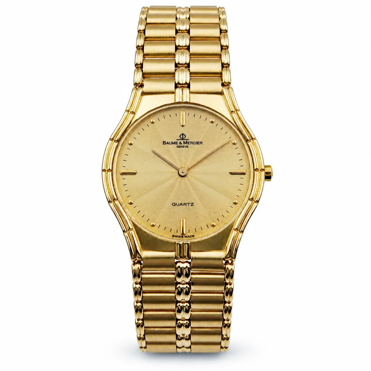 Ladies Baume & Mercier 29mm - 14K Yellow Gold Watch with Sunburst Gold Tapestry Dial. (Pre-Owned)