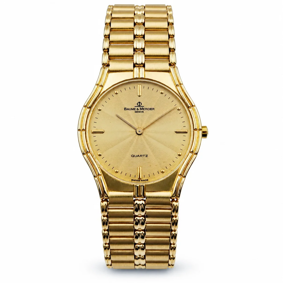 Ladies Baume & Mercier 29mm - 14K Yellow Gold Watch with Sunburst Gold Tapestry Dial. (Pre-Owned)