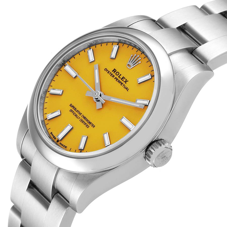 Unisex Midsize Rolex 31mm DateJust Stainless Steel Wristwatch w/ Yellow Dial & Smooth Bezel. (Pre-Owned 277200)