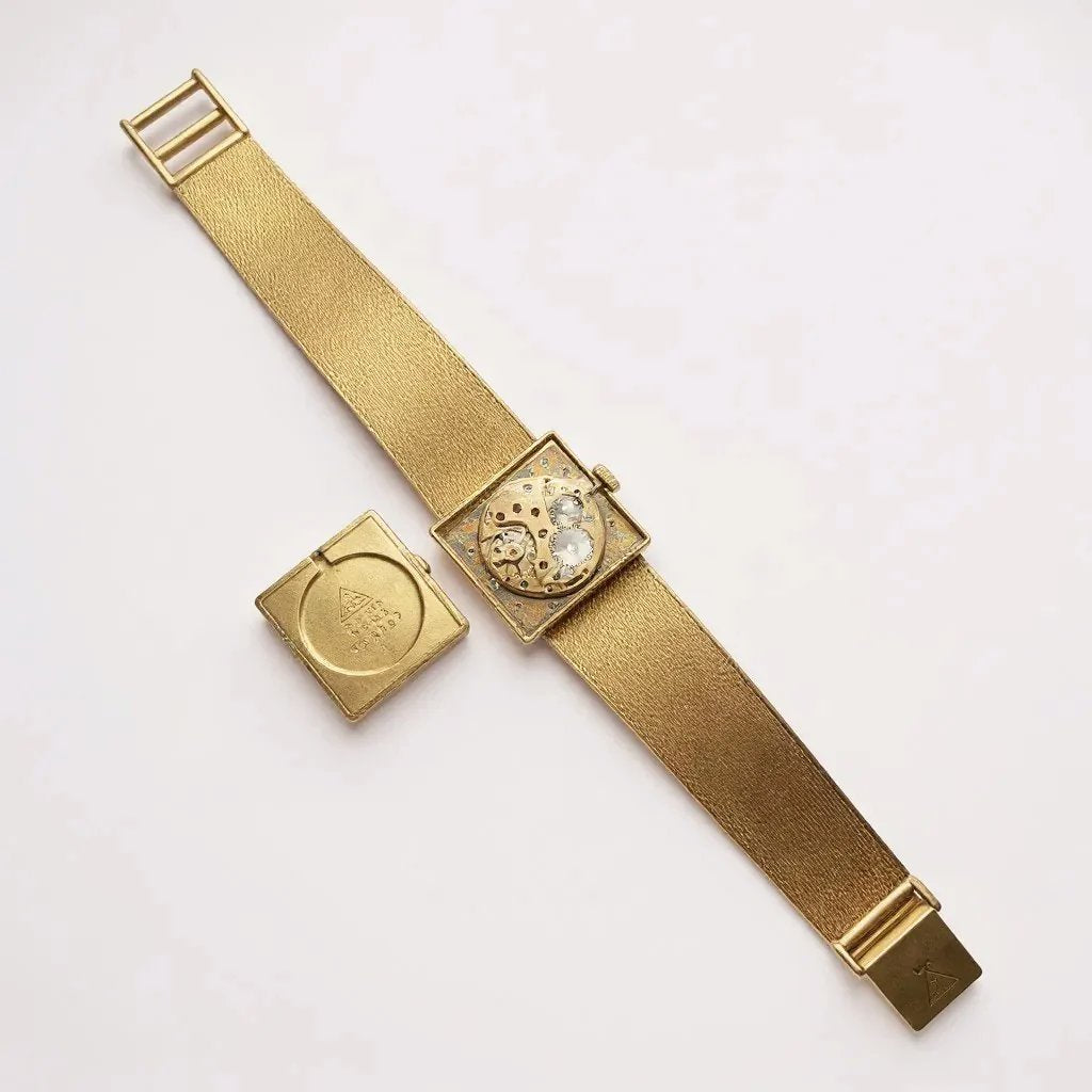 Unisex Omega 23mm Vintage 14K Yellow Gold Watch with Mesh Band and Silver Dial. (Pre-Owned)